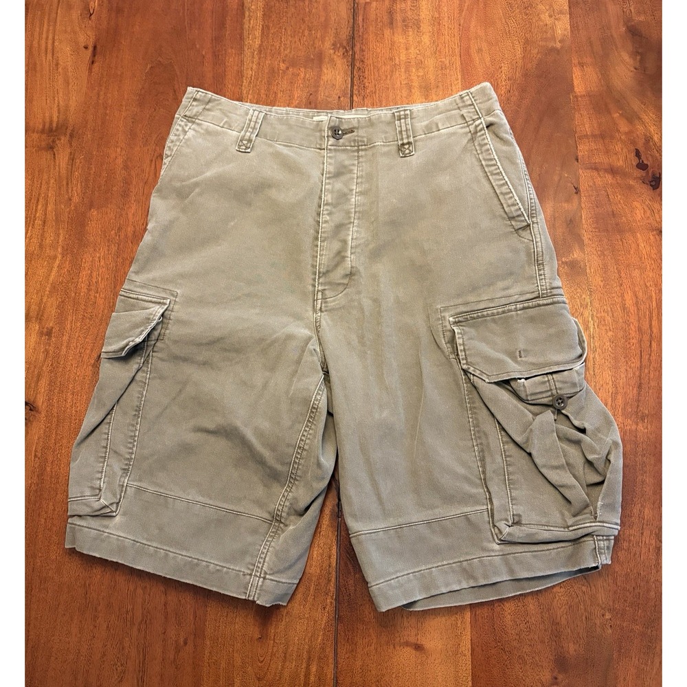 Vintage Abercrombie Fitch Heavy Surplus Cargo Shorts Mens 30 (Fits 32) Green Fly